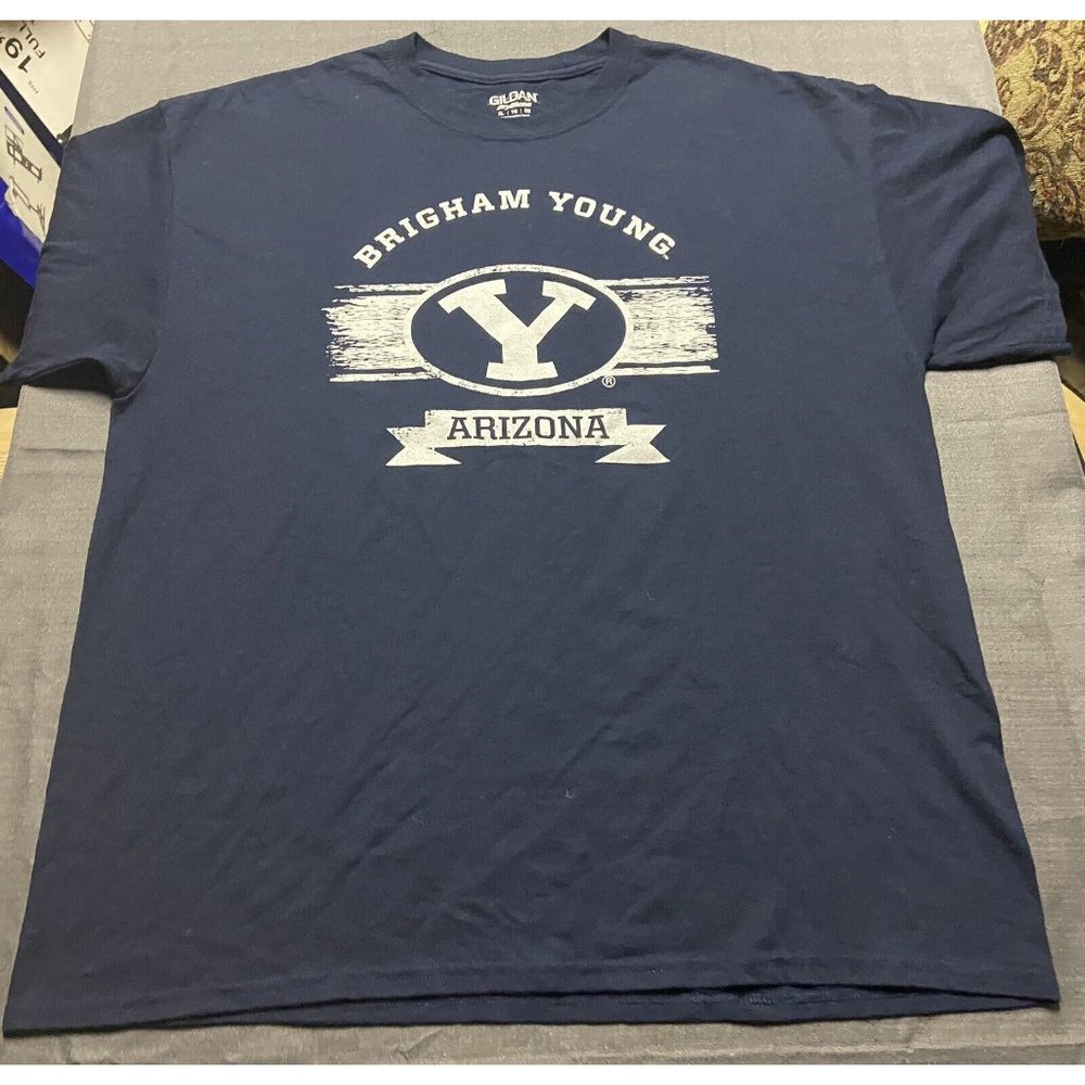 Brigham Young Arizona Navy Graphic Logo Crew Neck Tee XL